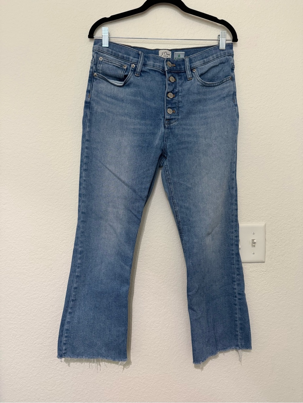 J. Crew Light Blue High-Rise Billie Demi Boot Crop Jeans with Button Fly